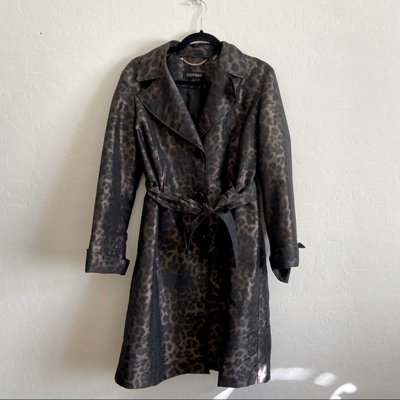 Ellen Tracy leopard printed belted trench coat, size Large - Picture 4 of 10